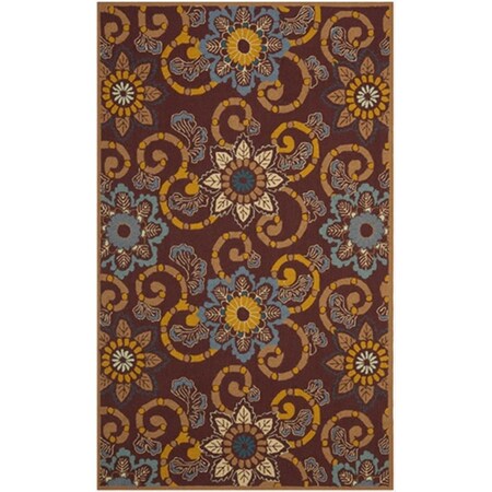 Safavieh 5 x 8 ft. Medium Rectangle- Indoor - Outdoor Four Seasons Burgundy Hand Hooked Rug FRS513B-5